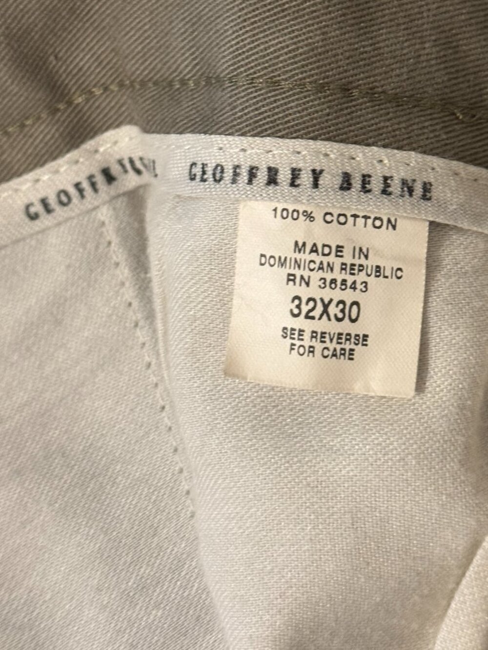 Cotton tailored khaki chino slacks by Geoffrey Beene  - 32x30 - Dark khaki tan - Picture 3 of 4